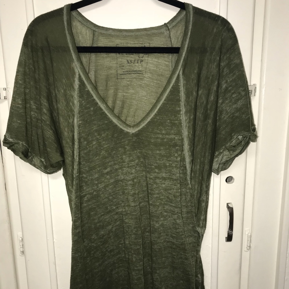 Army green v-neck